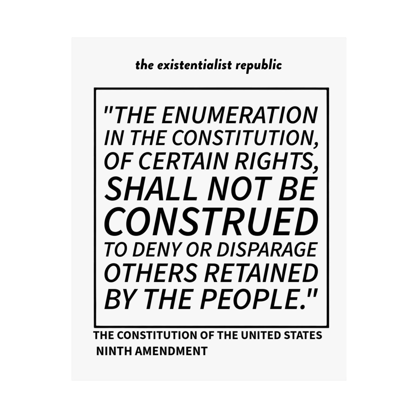 Ninth Amendment Quote Poster — Constitution Rights Matte Vertical Poster