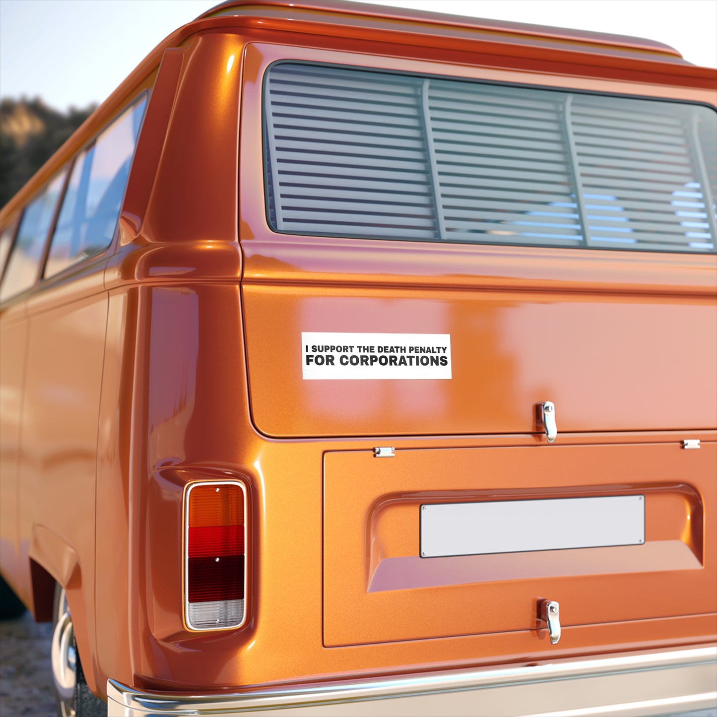 Bumper Sticker — "I Support the Death Penalty for Corporations" Political Statement Sticker