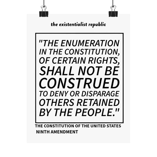 Ninth Amendment Quote Poster — Constitution Rights Matte Vertical Poster